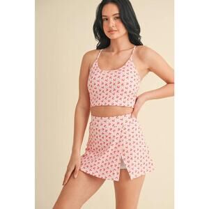 Cherry Gingham Print Racerback Crop Tank by Kimberly C